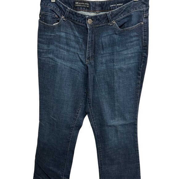 Lee Modern Series Dark Wash Curvy Fit Bootcut Jeans Size 16W Denim Flattering - Picture 1 of 11